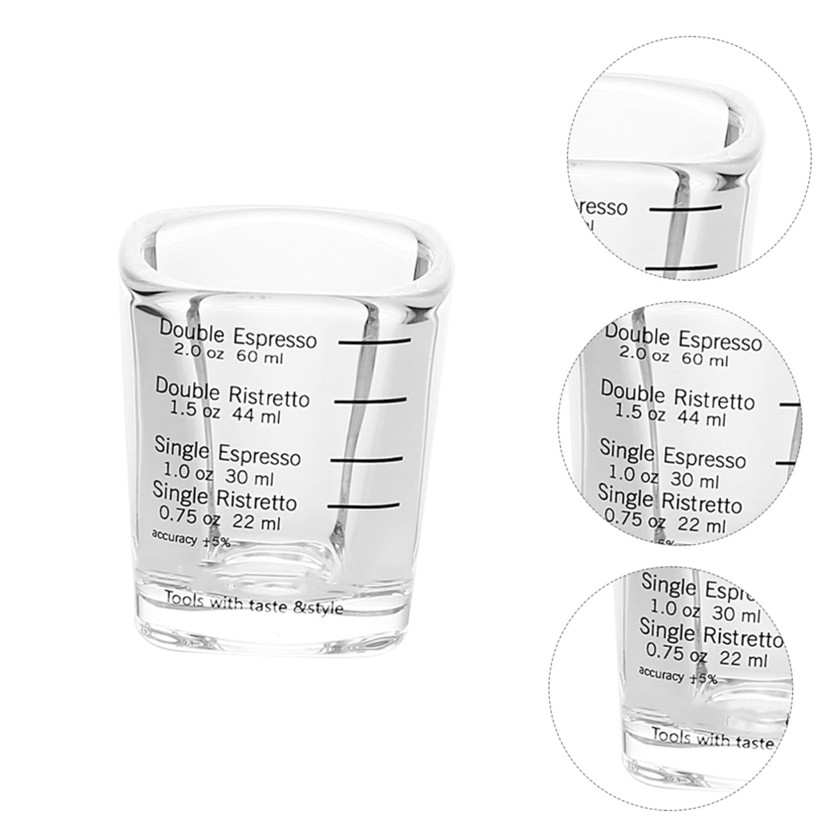 FOMIYES 6 Stück Espressotassen 60 Ml aus Borosilikatglas mit Skala Messbecher für Kaffee Tee Milch Hitzebeständig Kreatives Design für Haushalt und Schule