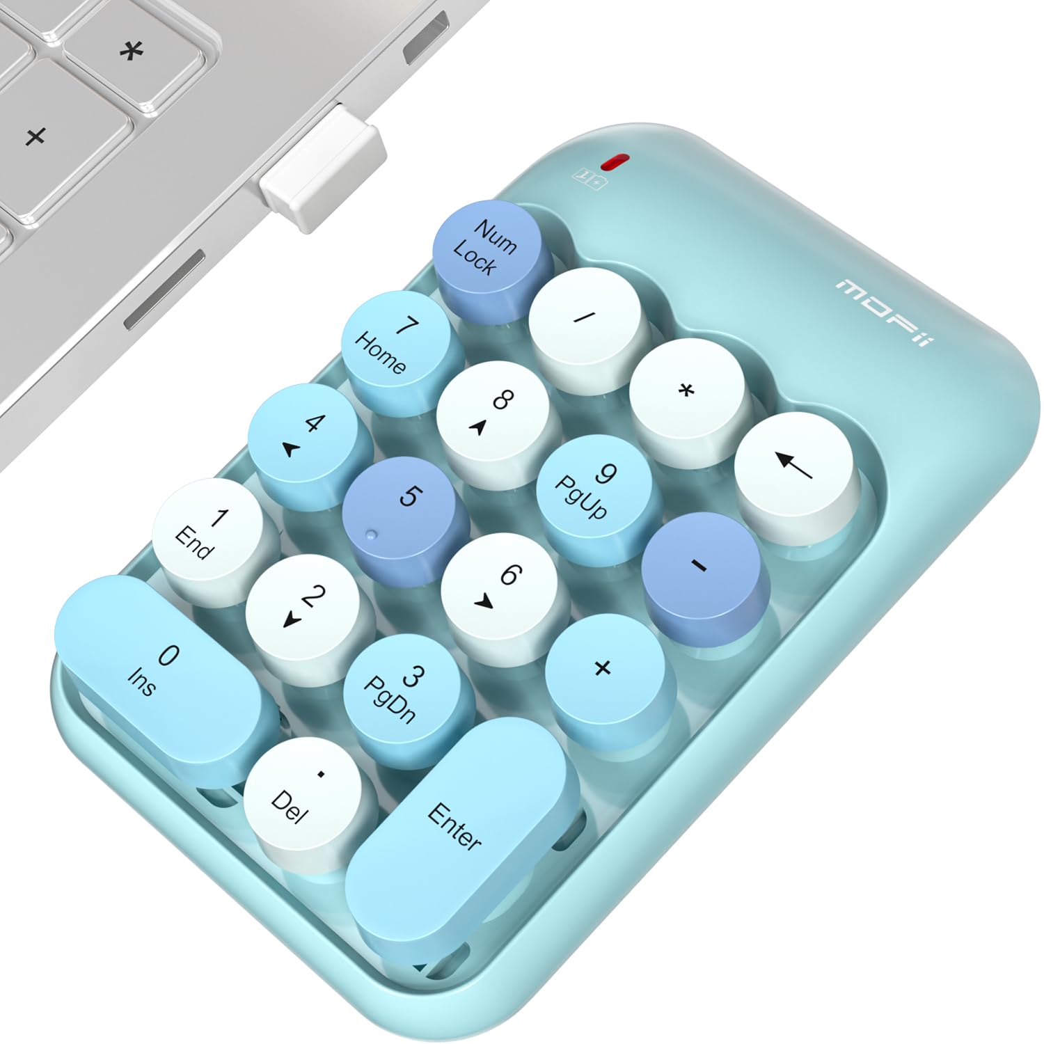 Wireless Number Pads, Cute Colorful Numeric Keypad Numpad Portable 2.4 GHz Financial Accounting Number Keyboard Extensions, 10 Key Number Numpad for Laptop Desktop, PC (Blue Colorful)