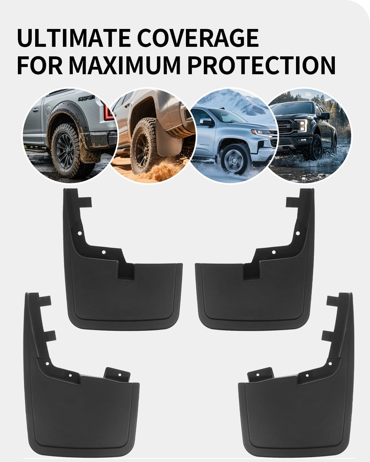 Mud Flaps for Ford F150,Front & Rear Splash Guards, Compatible with Fender Flares,4PCS (Ford F150 2015-2020)