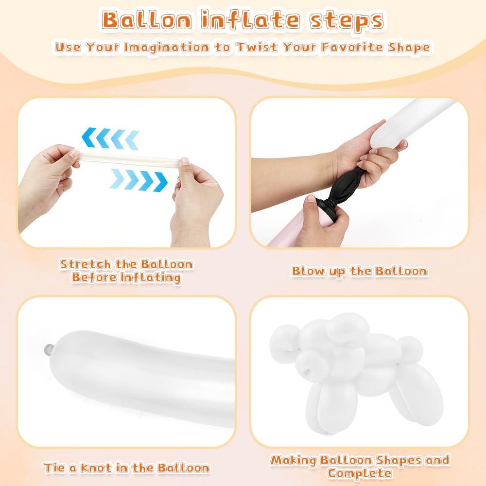 260 Balloons 100Pcs White Long Balloons for Tying Balloon Arch, Thickening Latex Twisting Balloon Animal Garland Modeling Wedding Birthday Christmas Party Decorations