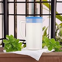 Vista 17 de Jarra de agua de plástico de 81 oz/2.4 litros/0.63 galones con tapa, juego de 2 jarras sin BPA, jarra de agua para bebidas calientes/frías, té Azul