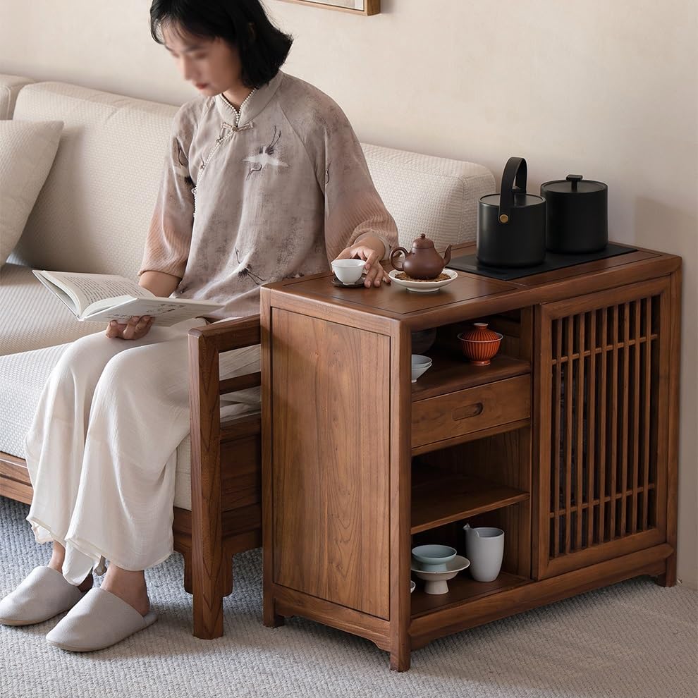 eexbz Sofa Chinese Style Tea Cabinet Wooden Sofa Side Table Tea Cabinet Sofa Side Cabinet Sofas for Living Room