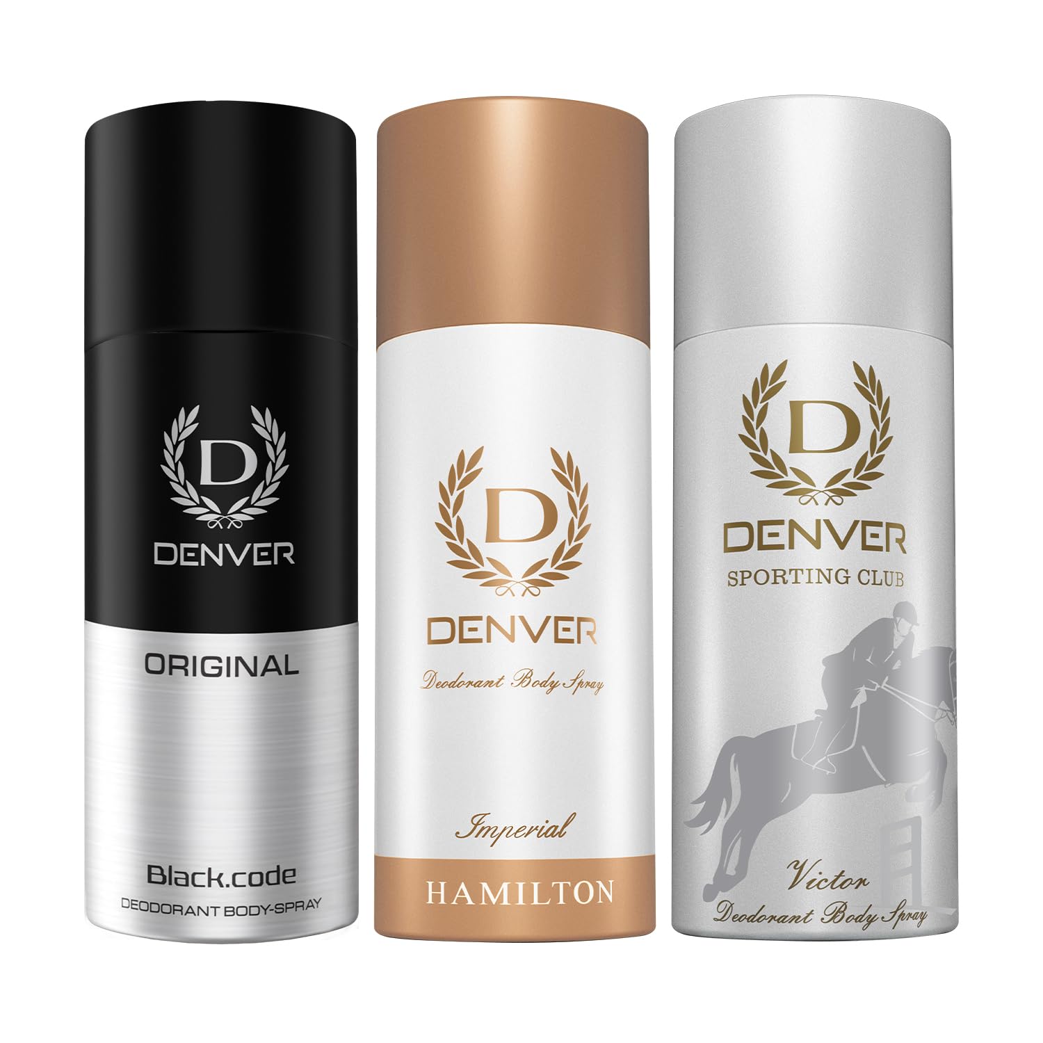 Denver Imperial, Victor- 165 ML & Black Code Original Deodorant For Men- 150 ML Each (Pack of 3)