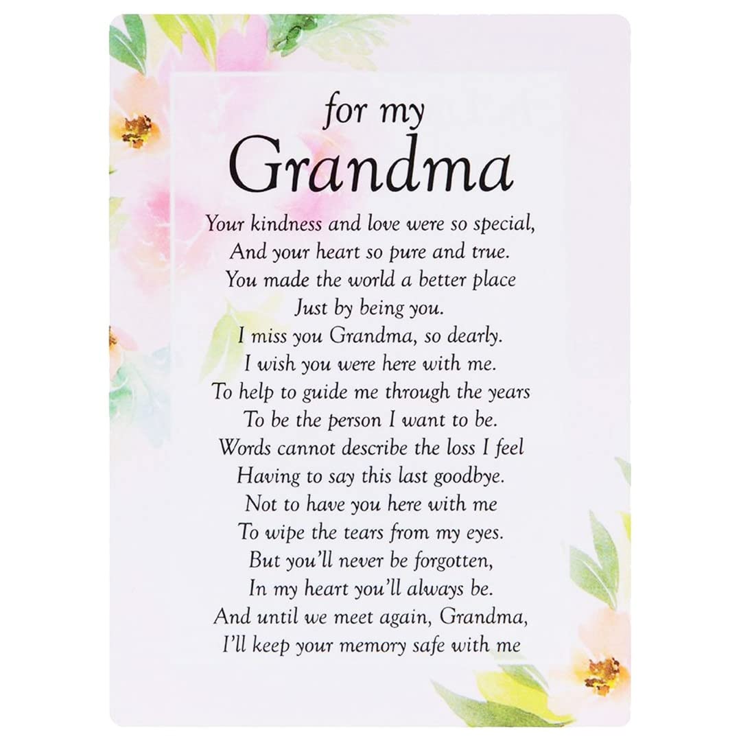 Angraves Multicolor My Grandma Memory Memorial Remembrance Verse Plastic Coated Grave Graveside Card Floral