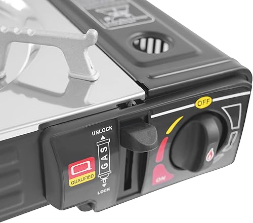 Miniatura 7 de Estufa de butano de 2 quemadores Estufa de camping de butano con bandeja de parrilla y funda de transporte, estufa de camping portátil para viajes