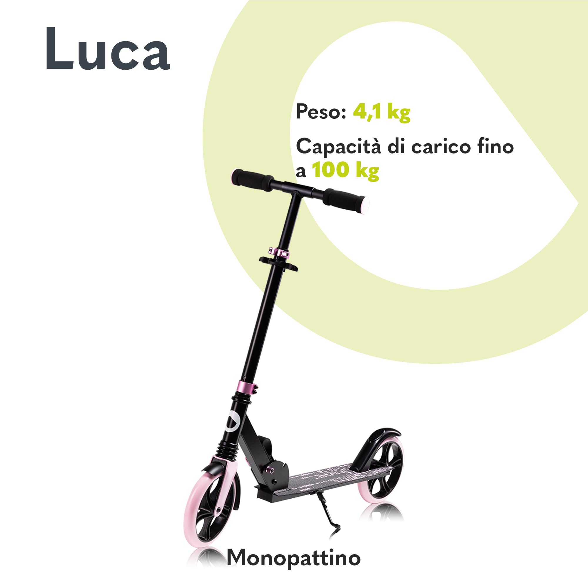 Lionelo LUCA Monopattino pieghevole per Bambini e Adulti, Regolabile e leggero, Costruzione solida, Ruote Ammortizzatori ShockResist, Freno posteriore, Cinghia di trasporto