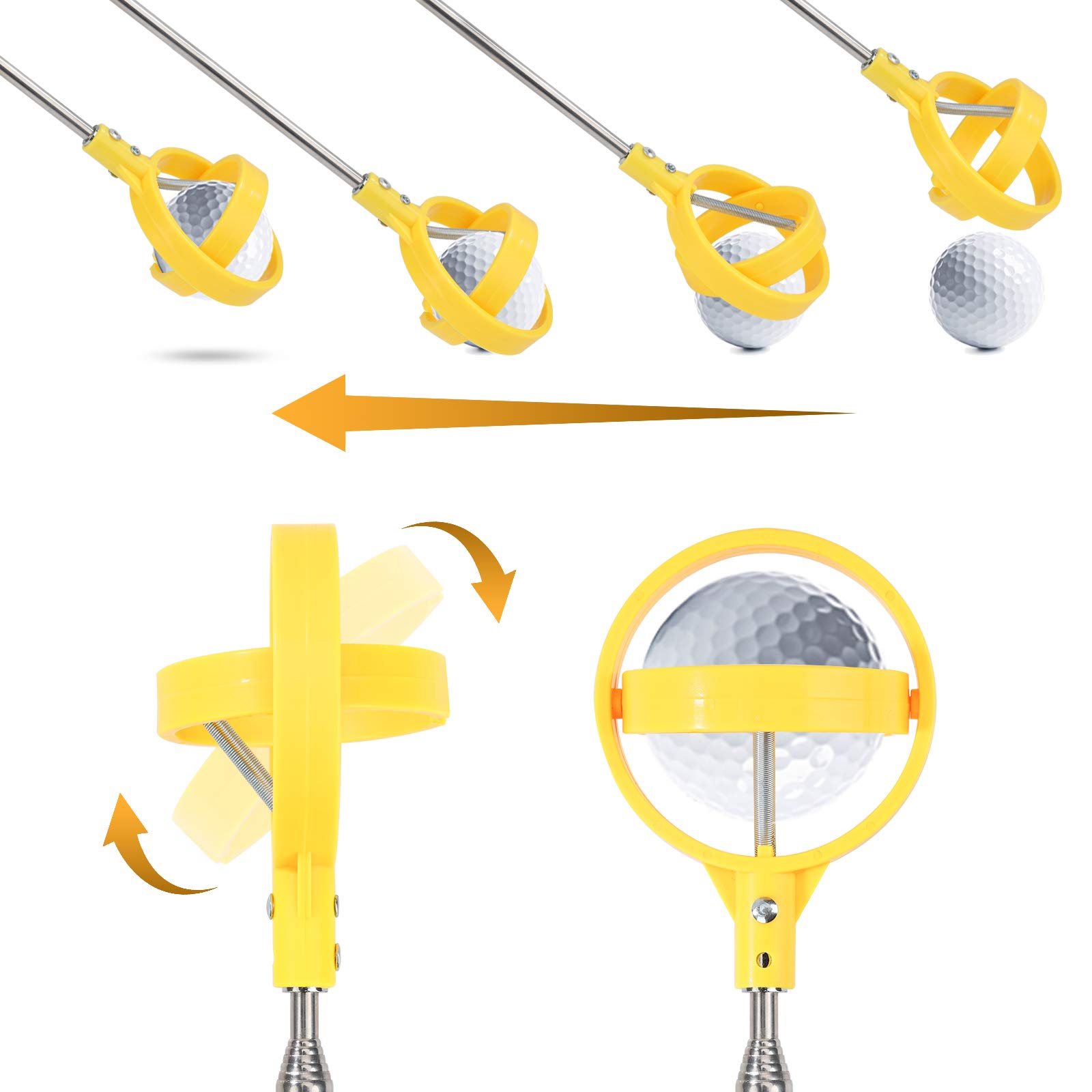 Telescópico Pelota de Golf Automático Herramienta Golf Ball Retriever Acero Inoxidable Accesorios Dispositivo Práctico Retráctil para Golfista Agua Hombres