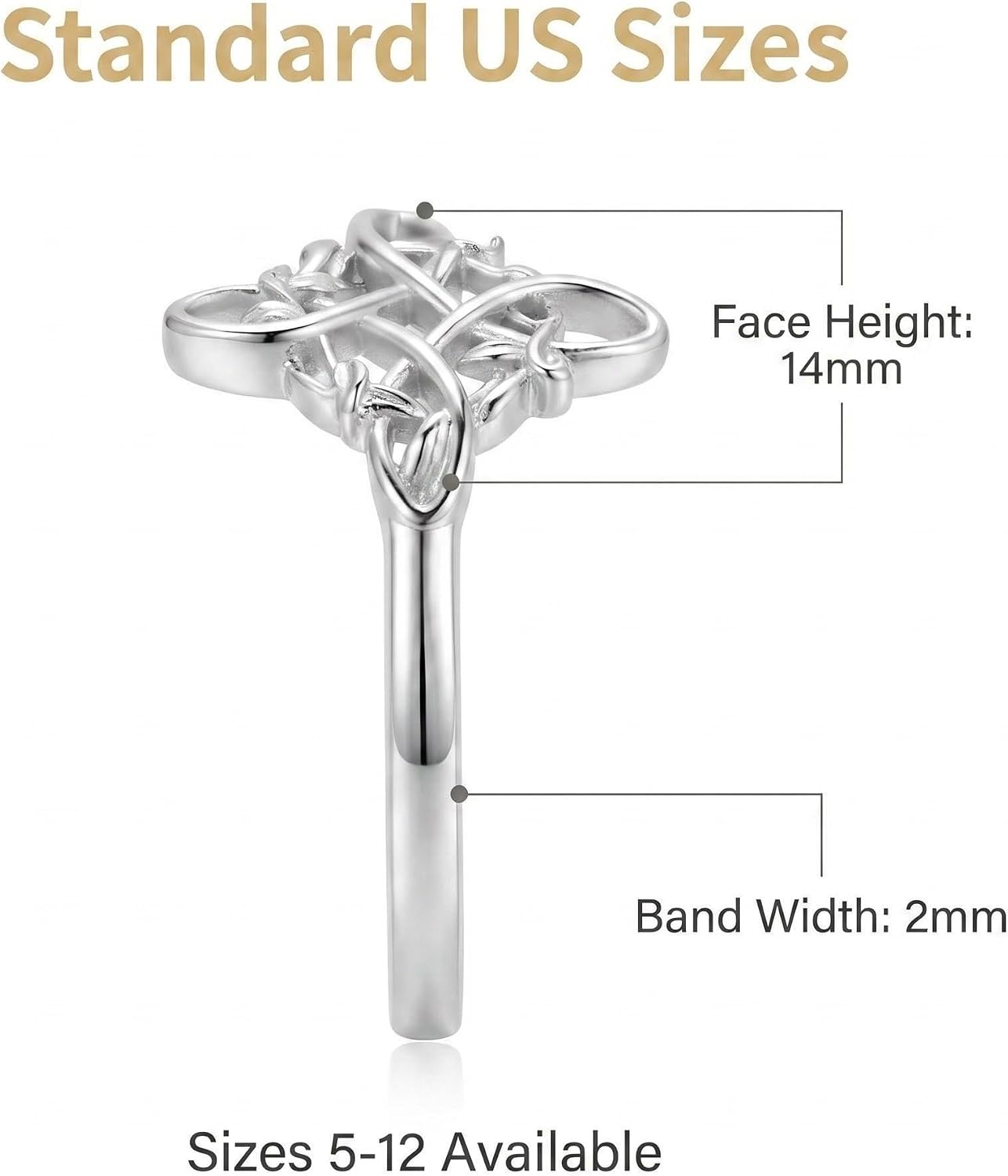 Witches Knot Ring Nudo De Bruja Jewelry Original Tetragrammaton Amuleto de Proteccion 925 Sterling Silver Wicca Moon Irish Celtic Ring Jewelry Gift for Women