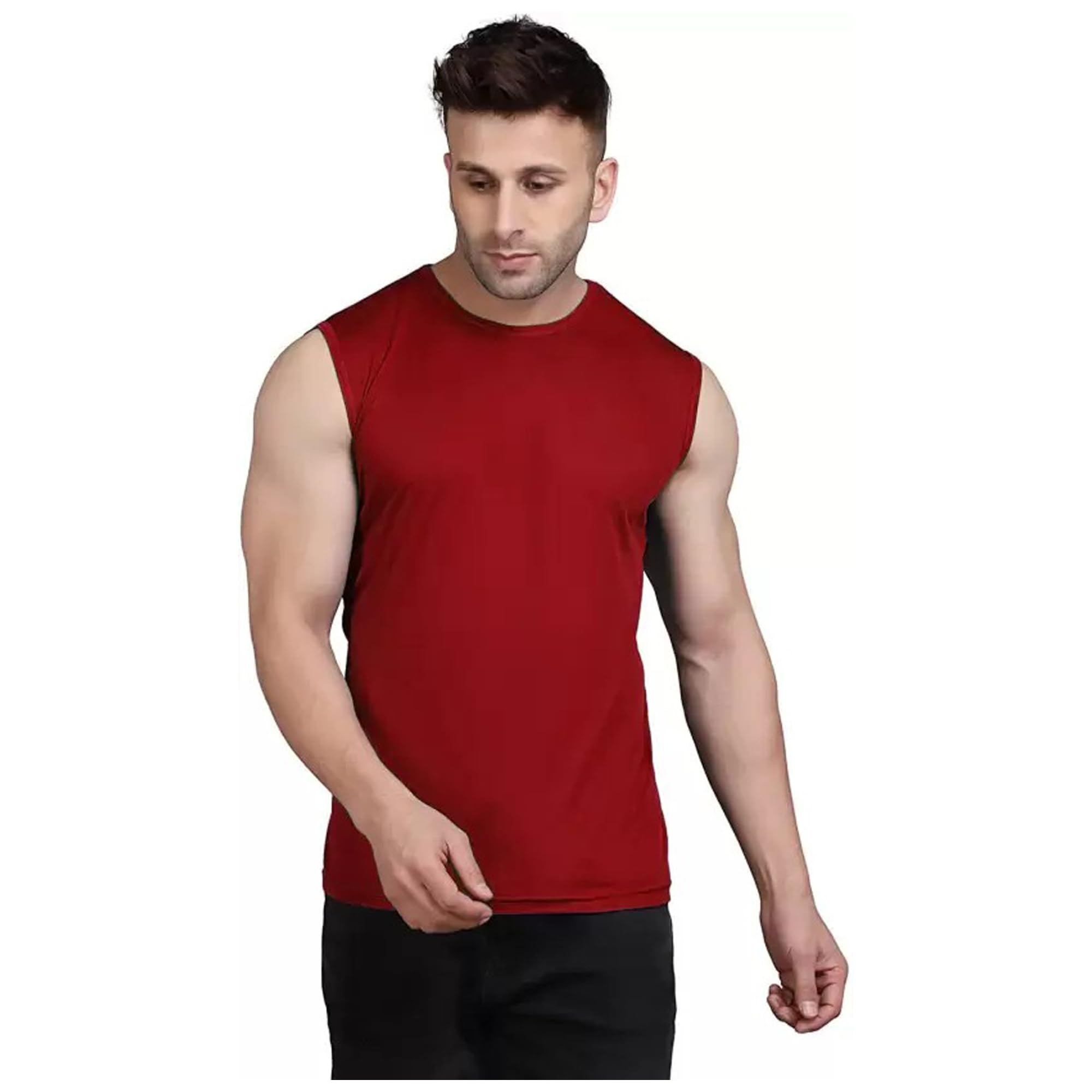 rlp Men's Round Neck Sleeve Less T Shirt-picture-14