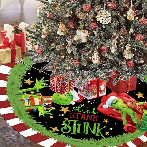 Christmas Tree Skirt 48 Inches Christmas Tree Skirt Soft Plush Xmas Tree Skirt New Year Farmhouse Christmas Tree Decorations for Christmas Tree Mat Winter Holiday Christmas Party Indoor Outdoor