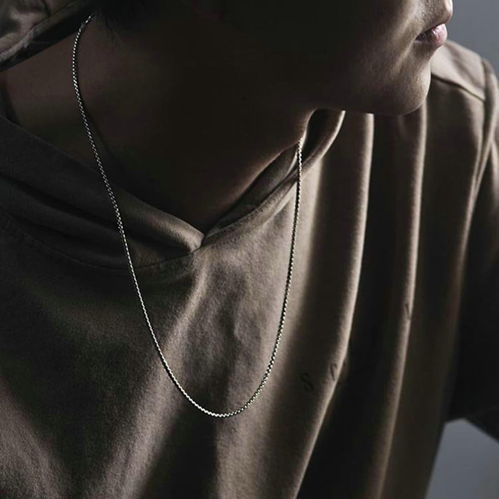 KnSam Collar de cadena Belcher de plata de ley maciza para hombre