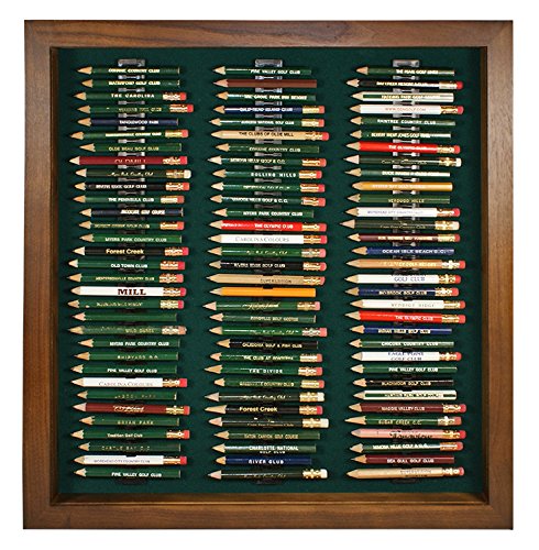 Eureka Golf Pencil Display Case with Acrylic Cover | Holds 96 Round or Hexagonal Pencils | Walnut...