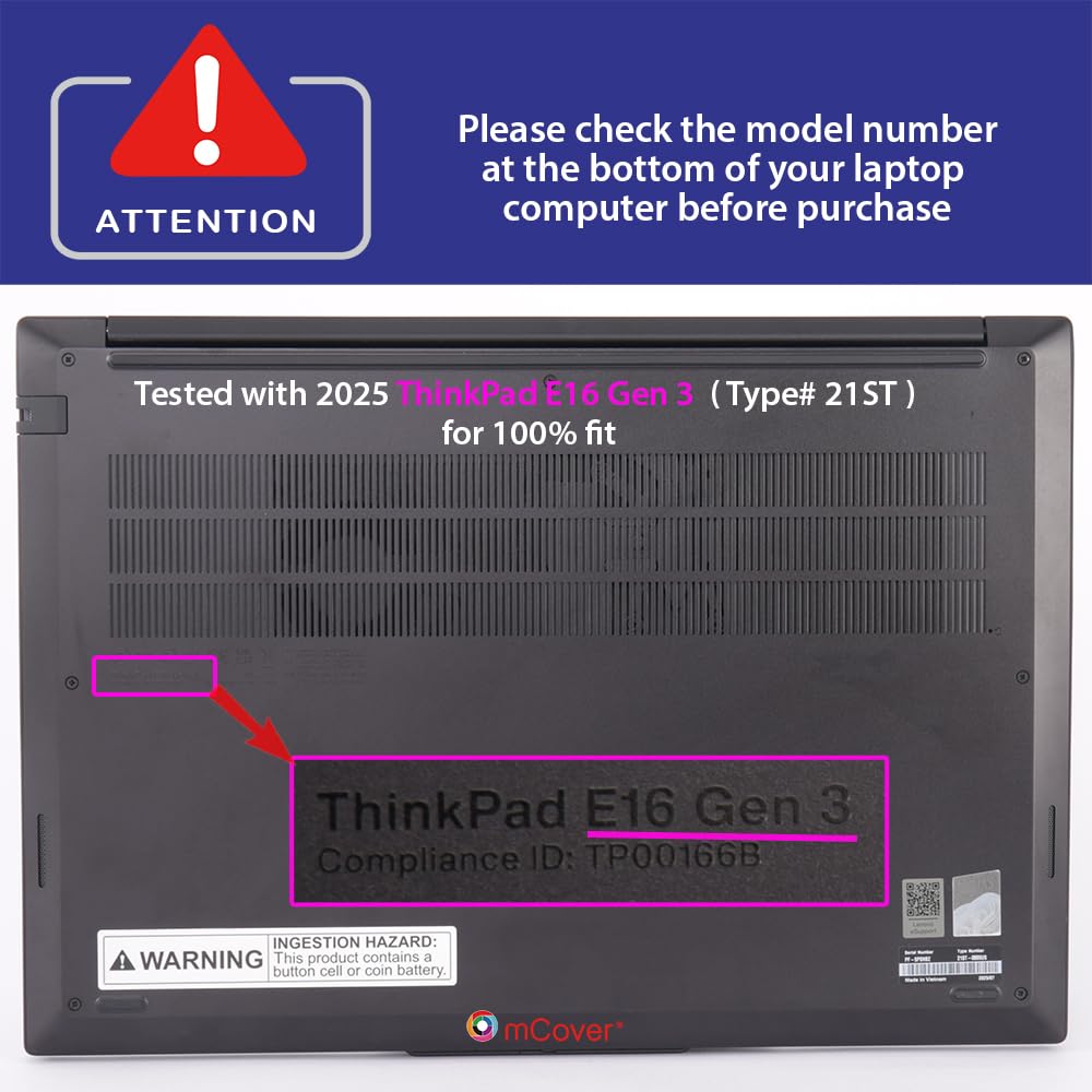 mCover case ONLY Compatible for 2025-2026 16" Lenovo ThinkPad E16 Gen 3 Series Windows Notebook Computers (NOT Fitting Any Other Lenovo Models)- Clear