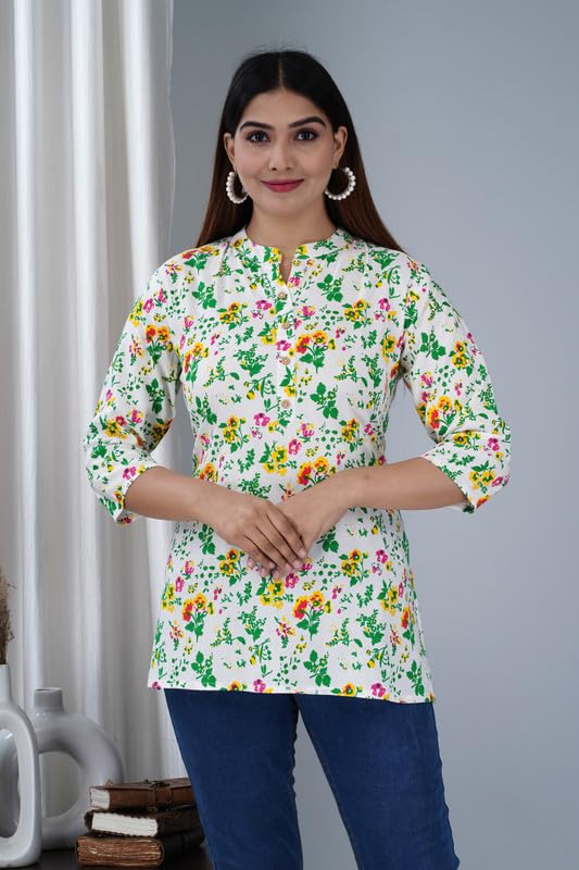Image of Jikonet Women's Printed Rayon Straight Short Kurti