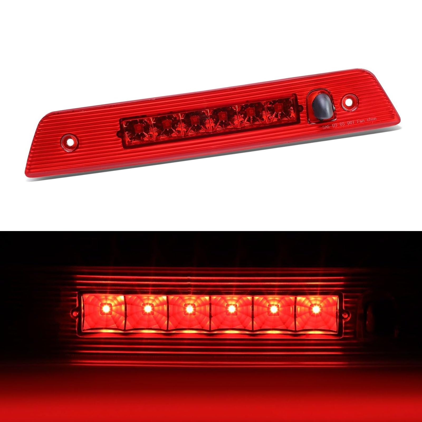 Third 3rd Brake Light LED for 2005-2010 Jeep Grand Cherokee, High Mount Rear Brake Lights Assembly for 05-10 Grand Cherokee, Waterproof Center Cab Lamp Stop Light (Red)