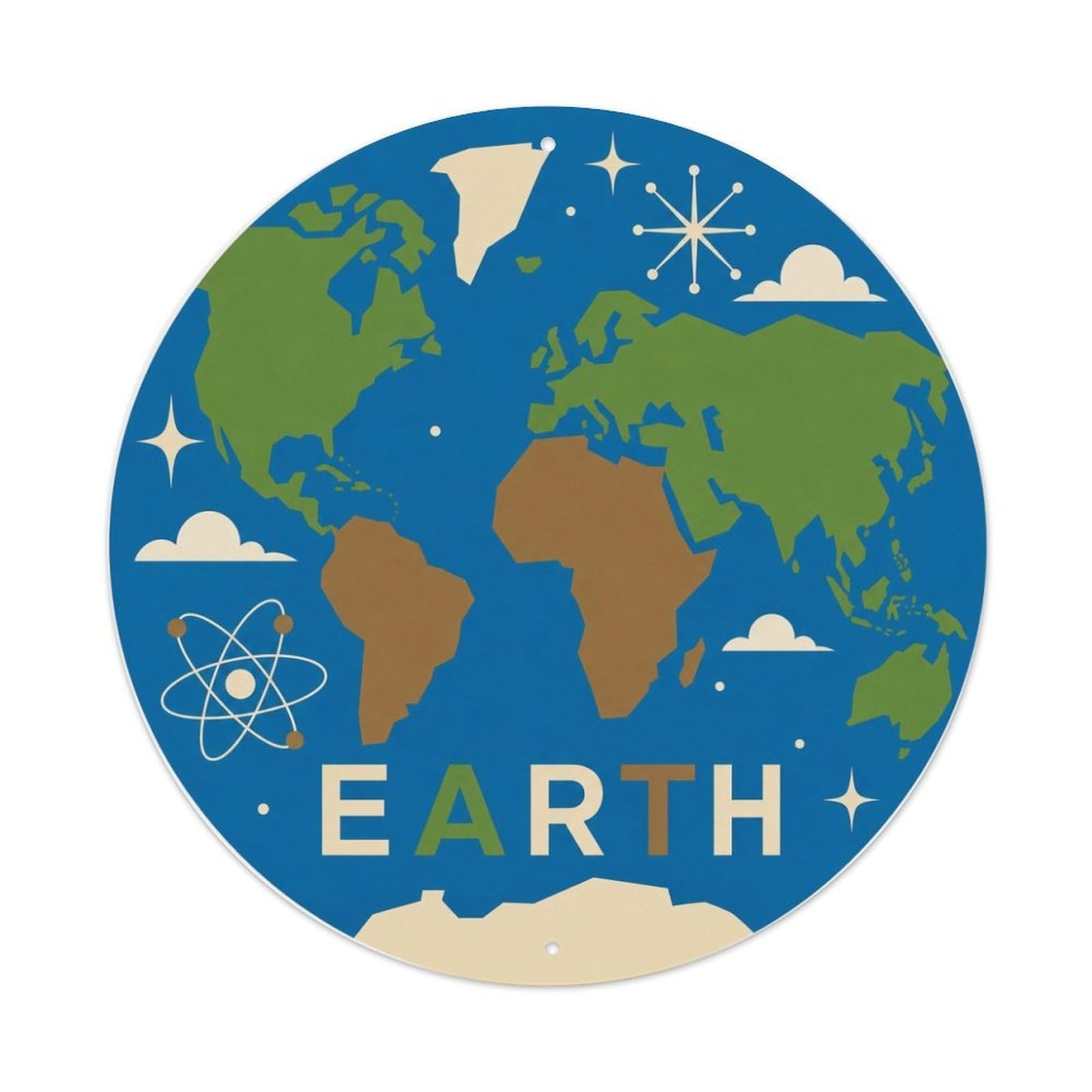 Cosmic Earth Planet Orbit Astral Galaxy Retro Sci Fi Metal Tin Sign Plaque Wall Decor for Cafe, Man Cave, Club Bar, Office, Home Garden Round Metal Poster 8x8Inch