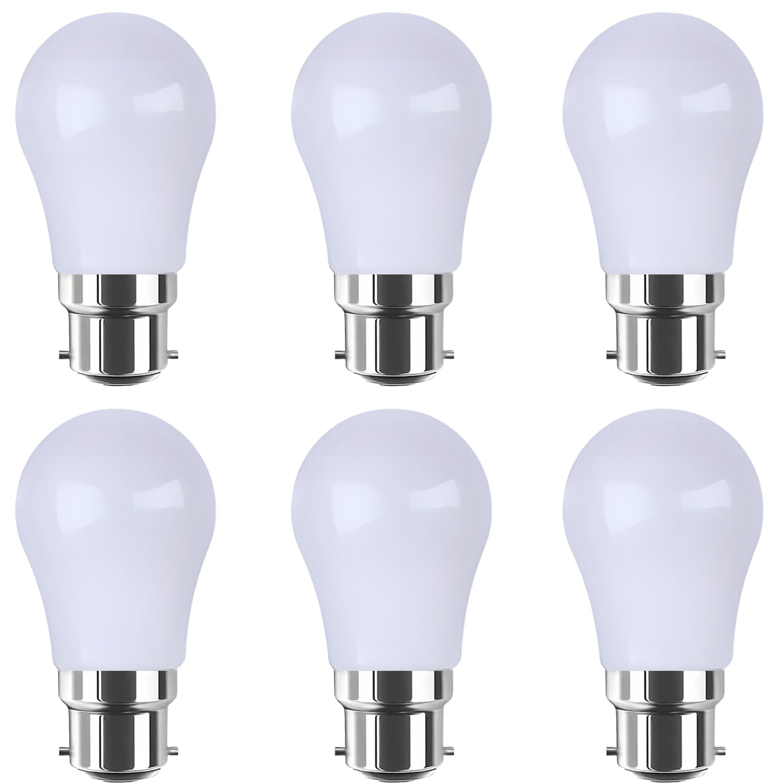WULUN B22 Coloured LED Light Bulbs, A50 pear Shaped Lights, 3W Equivalent to 30W Halogen Lights, Used for Outdoor Indoor String, Wedding, Christmas, Party, bar Decoration, Cold White, 6 Pcs