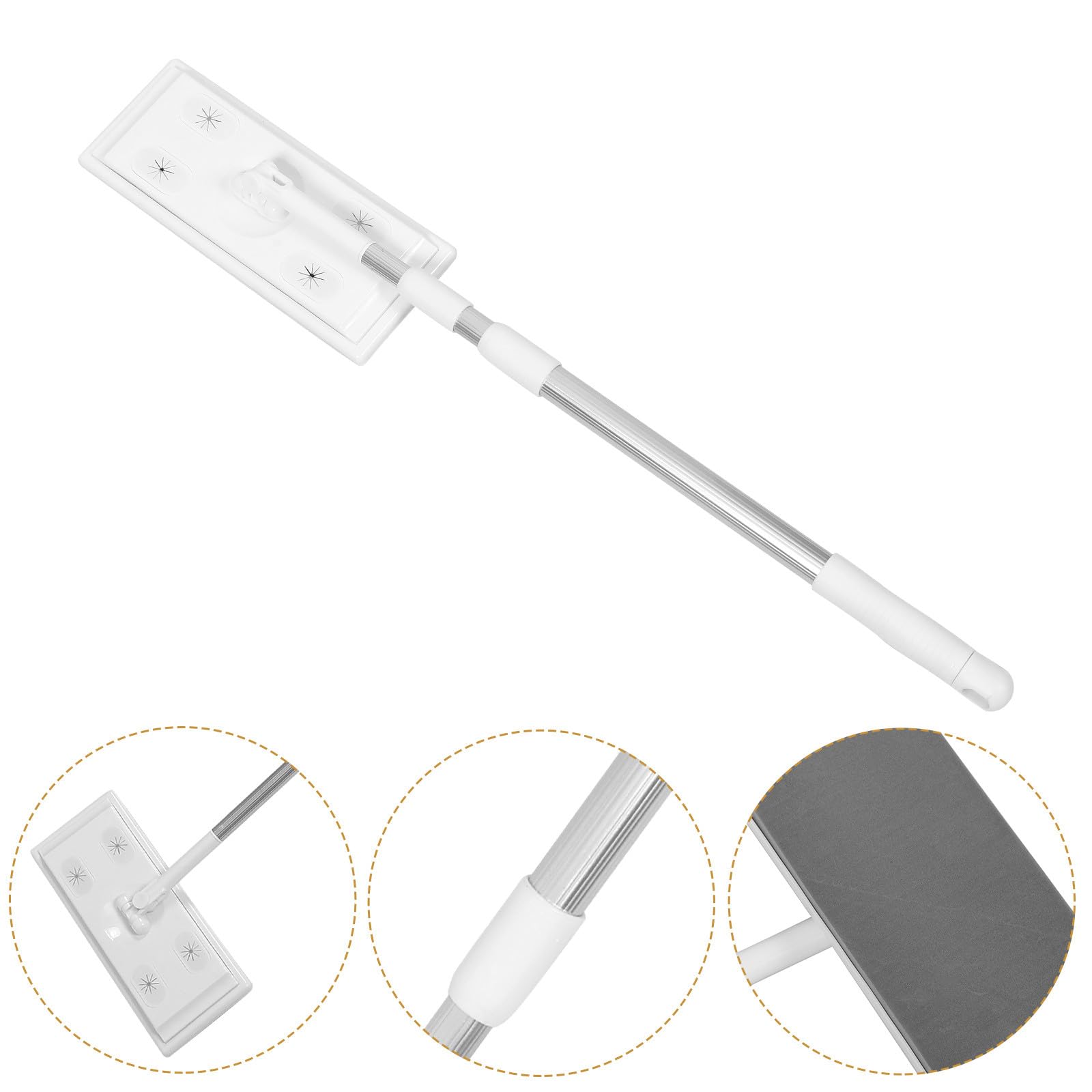 Mopa Plana de Hilo con Varilla Telescópica de Aluminio Recogedor Electrostático de Polvo para Limpieza del Hogar Rotación Duradera y Fácil de Usar