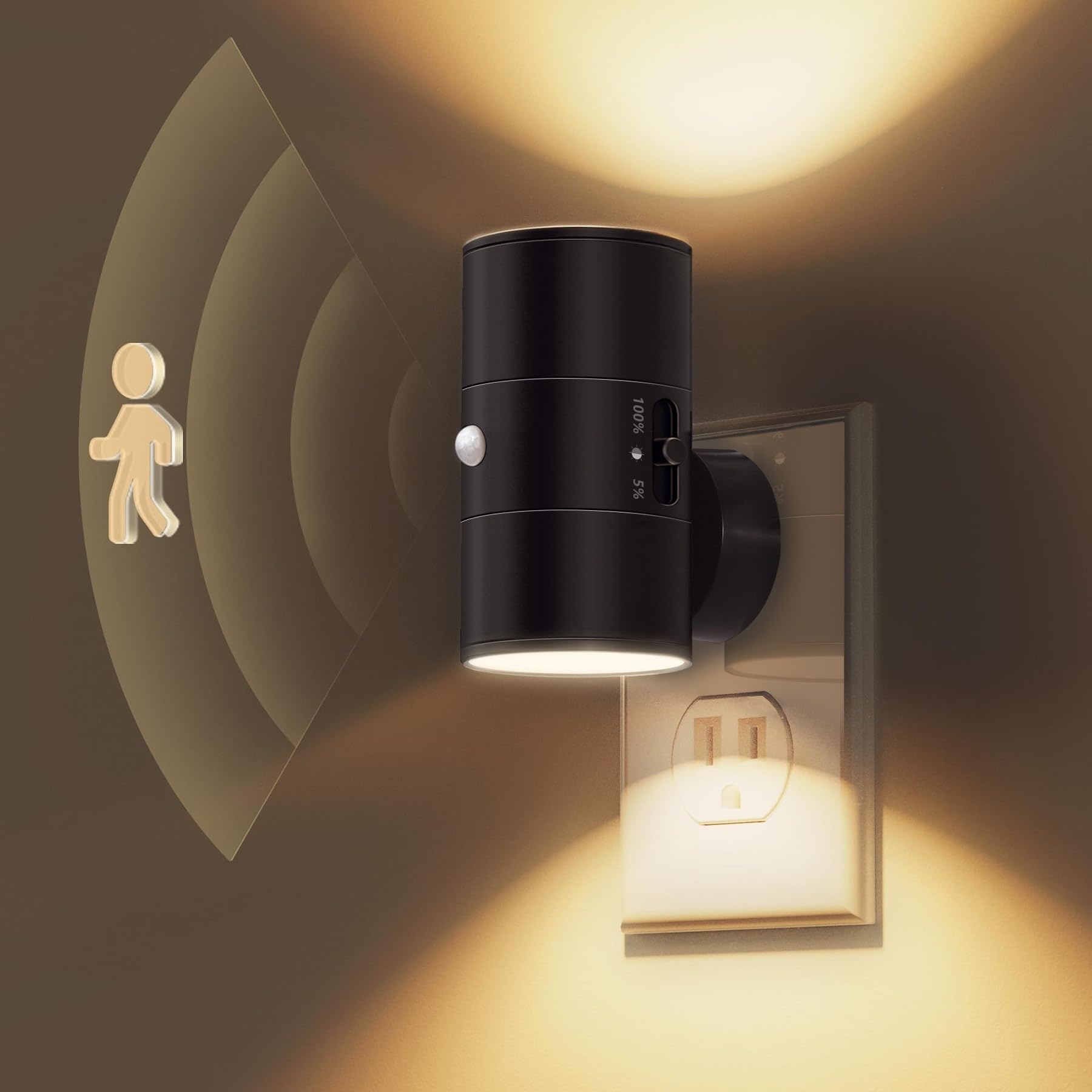 2 opakowania jasnych lampek nocnych LED z wtyczką do gniazdka ściennego, ściemnialna lampka nocna z wtyczką, czujnik światła, dekoracyjna dioda LED do korytarza, łazienki i kuchni