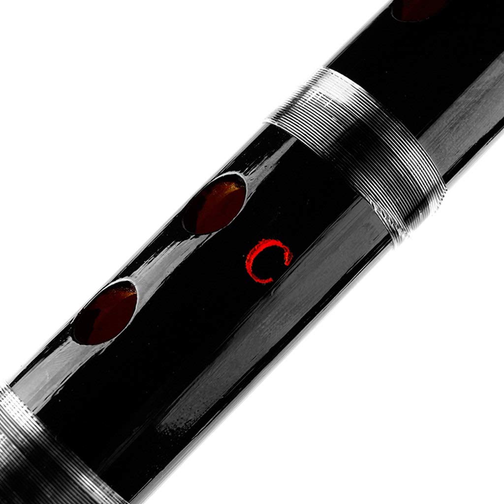 Flauto C Key Black Bamboo Flauto e Linea Trasparente Cinese Tradizionale Strumento Musicale Strumento a fiato di Legno a Mano Strumento Musicale Flauto in do