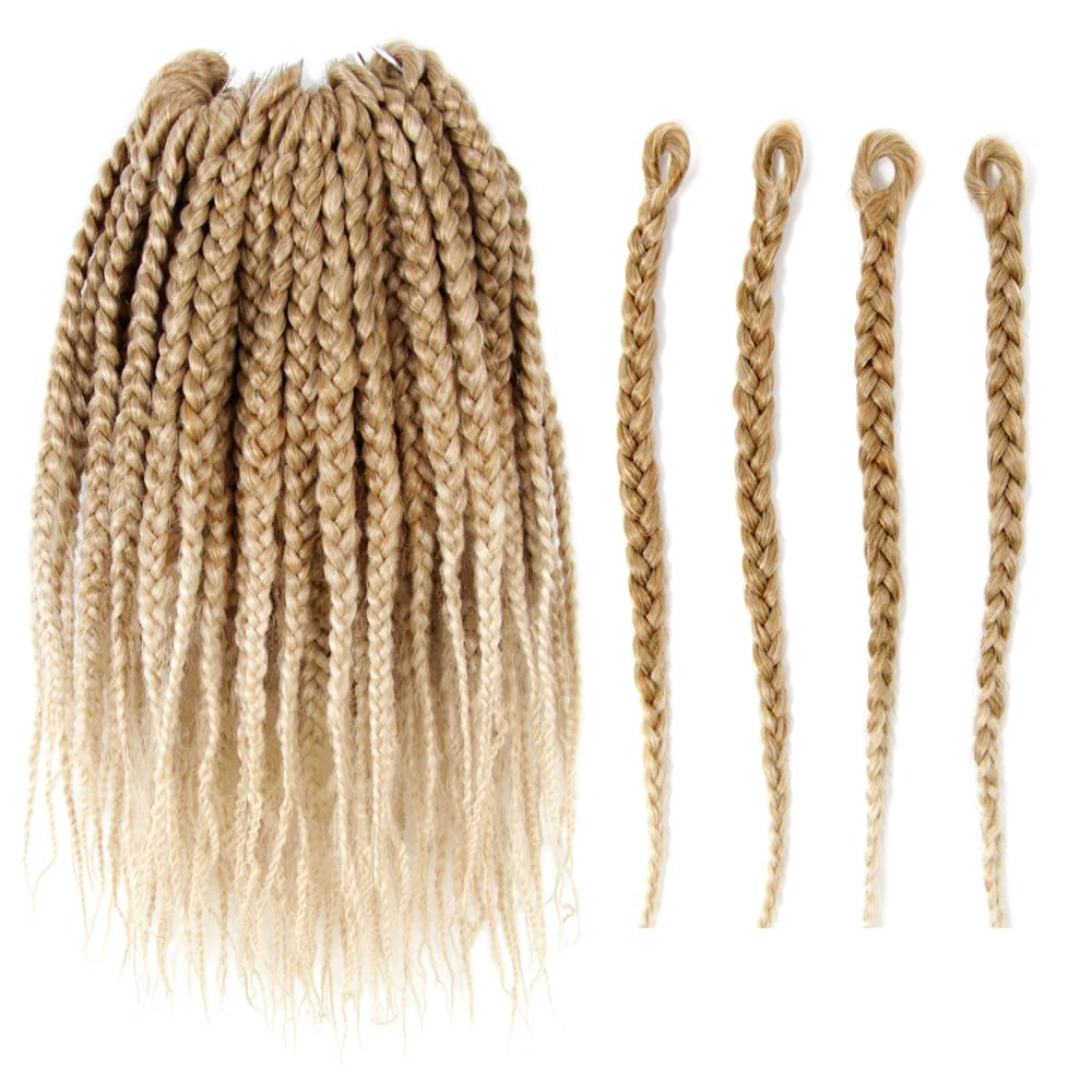 Photo 1 of BOHOBABE Big Loop Box Braids Crochet Hair 10 Inch 8 Packs Prelooped, Medium Short 3X Knotless Crochet Box Braiding Hair, Three Tones Light Ombre Blonde Goddess Braid (T27/613)