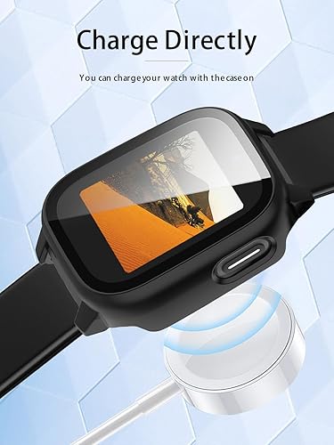 Case for Cosmo JrTrack 5 Kids Smart Watch 2025, Hard PC Screen Protector,9H Tempered Glass Ultra-Thin Full-Coverage Shockproof Bumper,(2Pack,Transparent+Black)