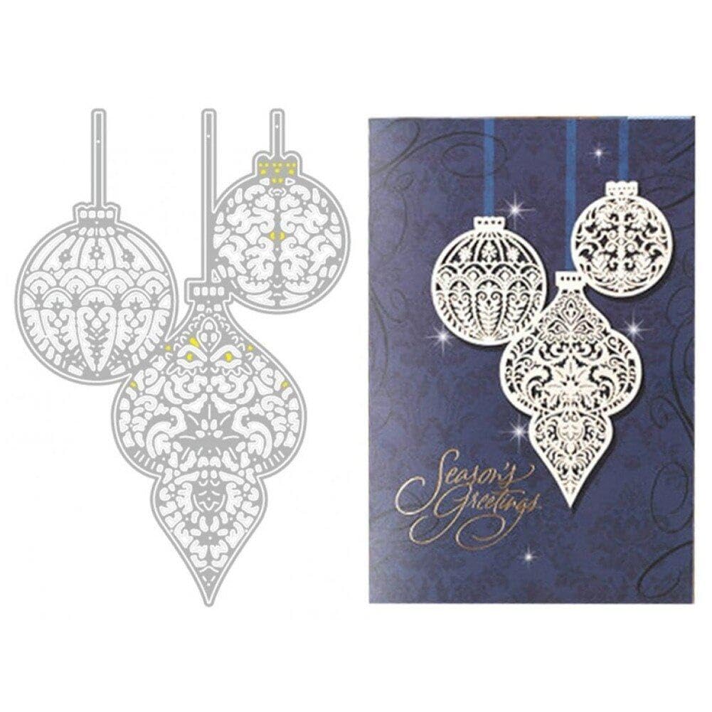 Fituenly Silver Christmas Ball Metal Cutting Dies Stencil Scrapbooking Diy Album Stamp Paper Card Embossing Decor Craft New Dies