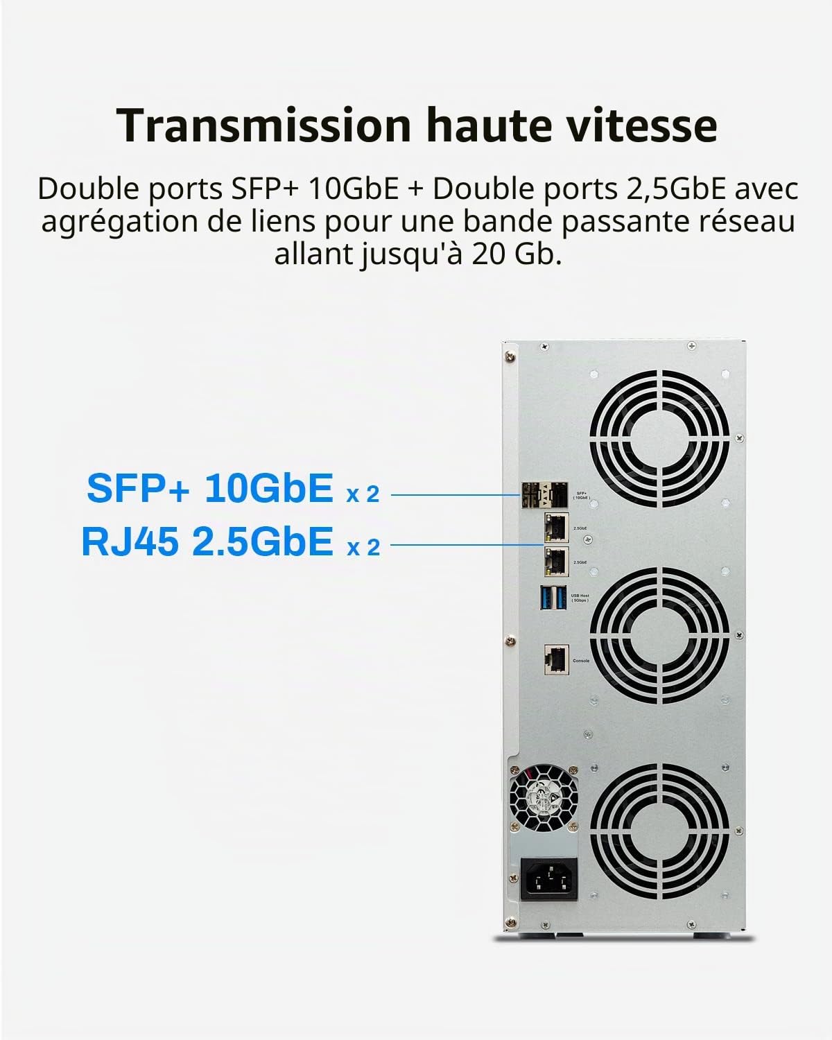 TERRAMASTER T9-450 9Bay NAS Storage - Serveur de Stockage Réseau Haute Vitesse avec CPU Atom C3558R Quadricœur, 8 Go de Mémoire DDR4, Deux Interfaces 10GbE SFP+ (sans Disque)