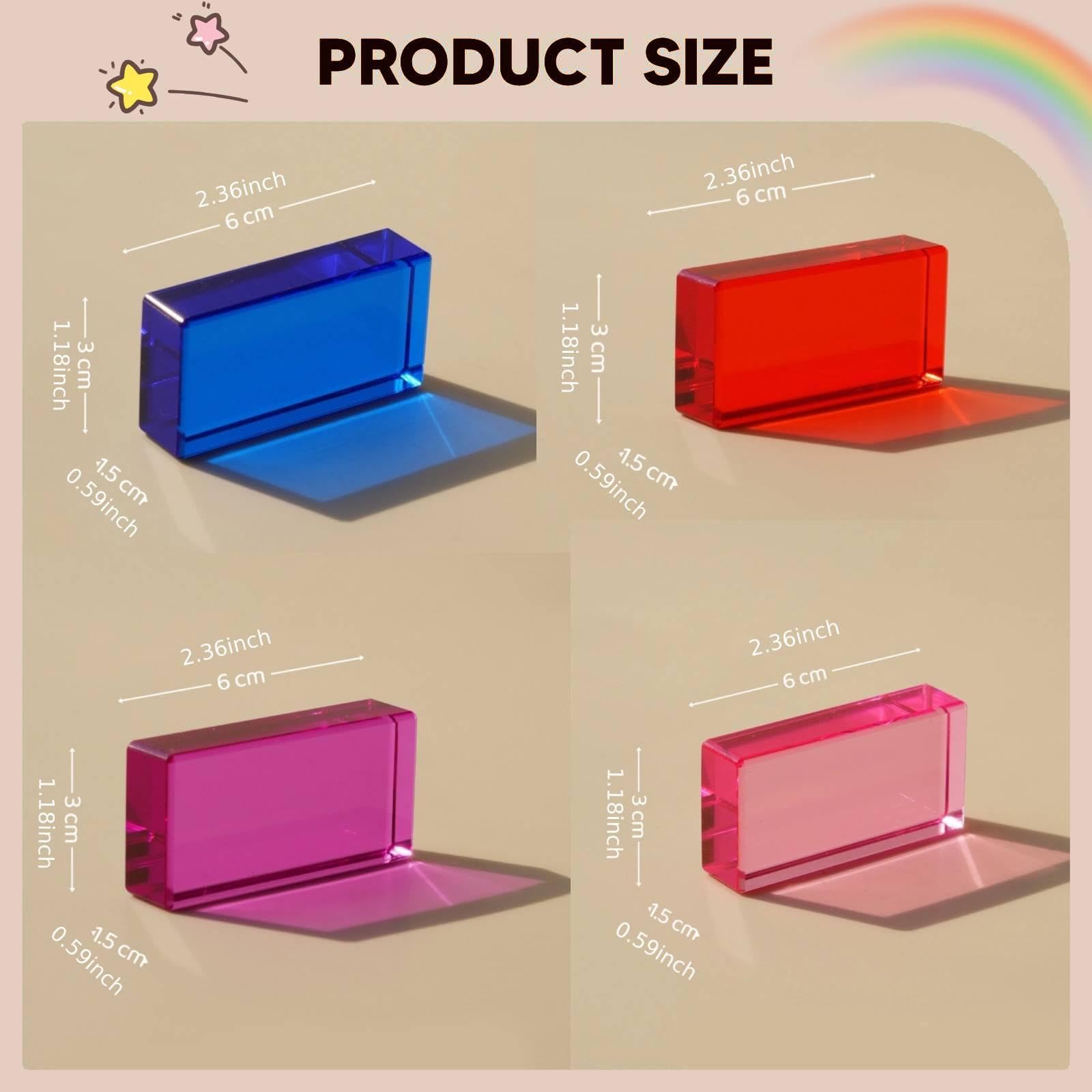 Bloques de Construcción, 15 Bloques, Rectángulos Translúcidos para Aprender Los Colores, Juguete de Desarrollo Sensorial para Niñas.