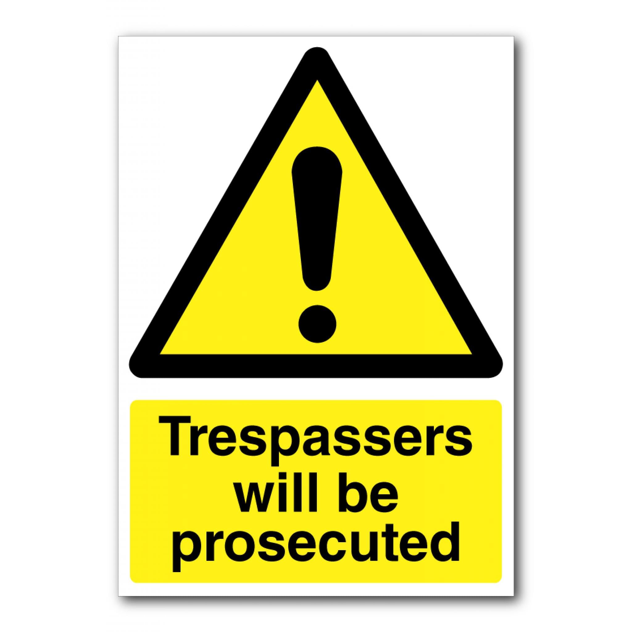 Trespassers Will Be Prosecuted Sign, 12x8 Metal Tin Sign, security warning for private property and restricted sites.