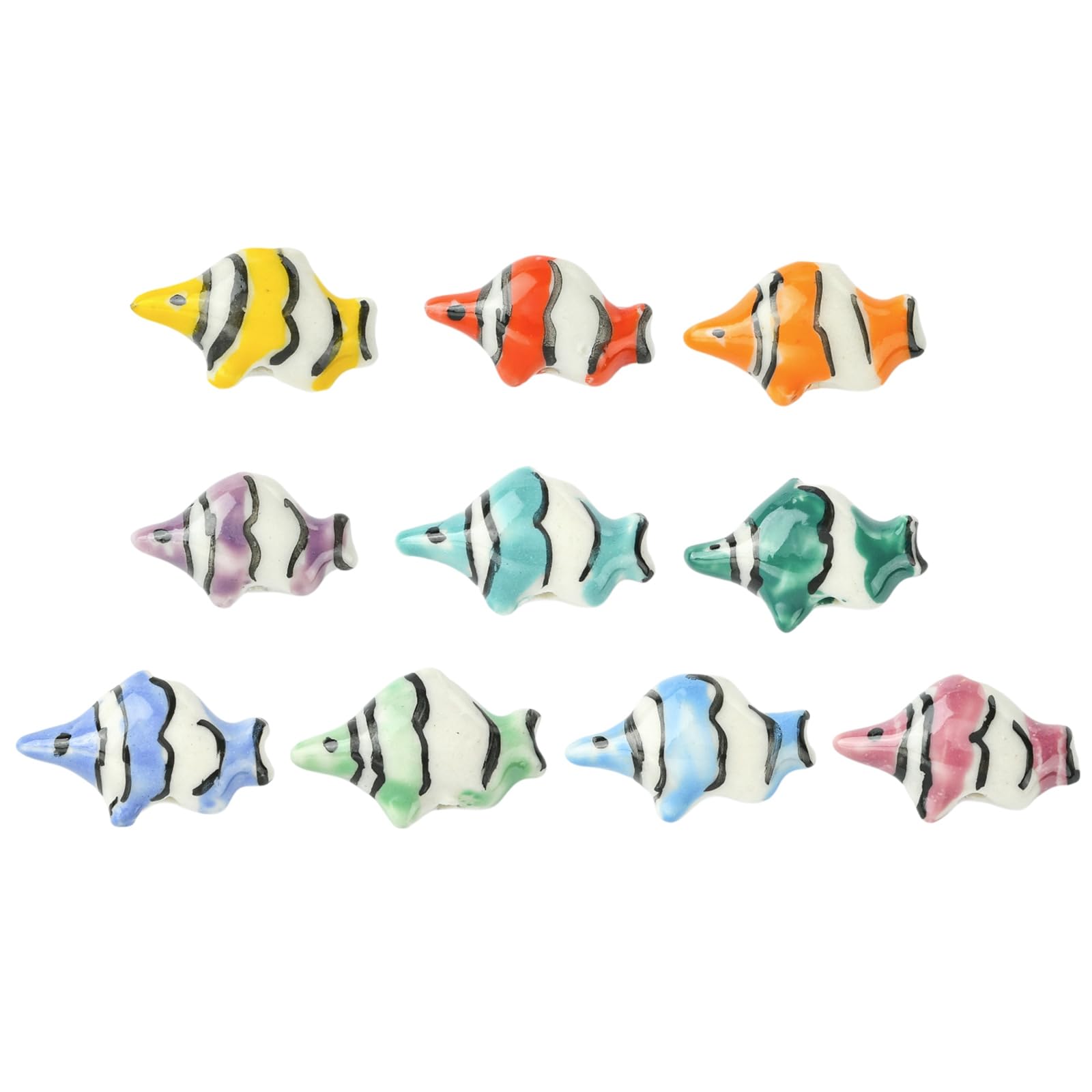 Perles en porcelaine poisson clown pour fabrication bijoux et colliers