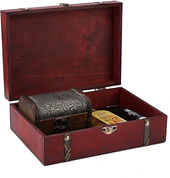 Changor Vintage den Jewelry Storage Box, Retro Antique d Keepsake Organizer with Lid for Rings Earrings Necklaces Home Decor Gift Case for Women, for Bedroom, Living Room, Office