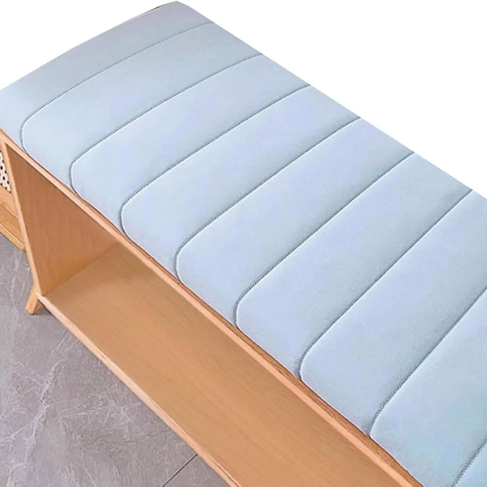 Bench Cushion 120/150/90/180/100 cm Long Seat Cushions 2/3 seater Non-Slip Seat Pad for Indoor Bay Windows, Long Chairs, Dining benches, Swings, Sofas & Porch with Zipper(Light Blue,180x35x5cm)