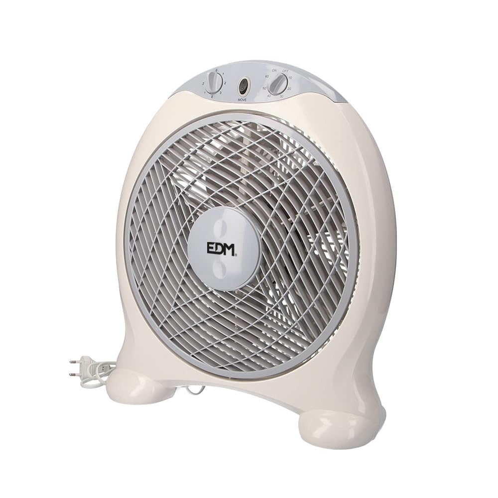Ventilator Box Fan in elegant wit/grijs. Krachtige 45 W motor en vleugels met een diameter