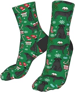 IUBBKI Athletic Socks Black Labrador Retriever Christmas Winter Snowflakes Green Office Socks Wicking Trainer Socks Unisex Running Socks For Hiking Outdoor Everyday