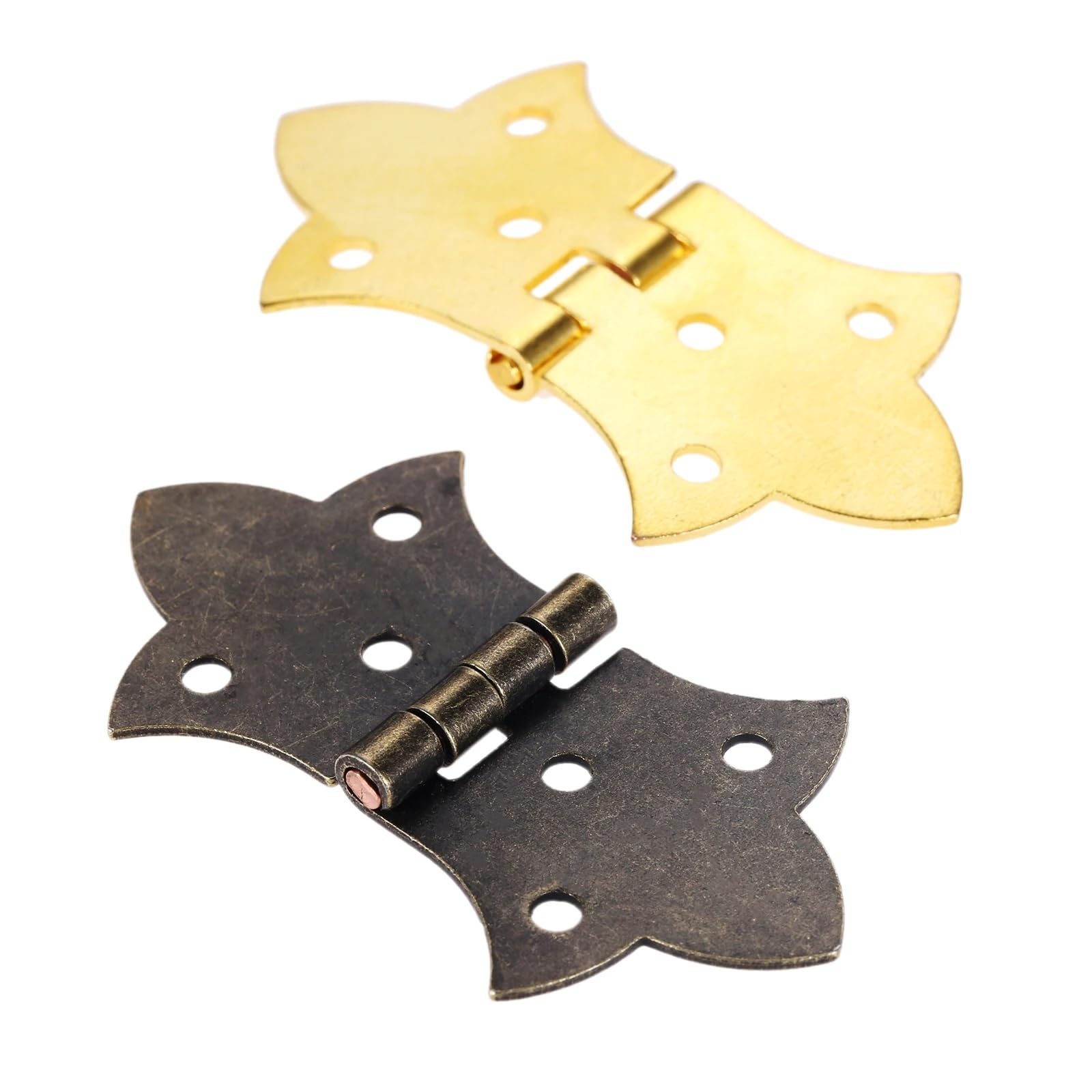 Rmwkrmogrf Color A Antique Bronze/Gold Hinges Furniture Hardware 6 Holes Iron Hinge Cabinet Drawer Door 2Pcs(Color A)
