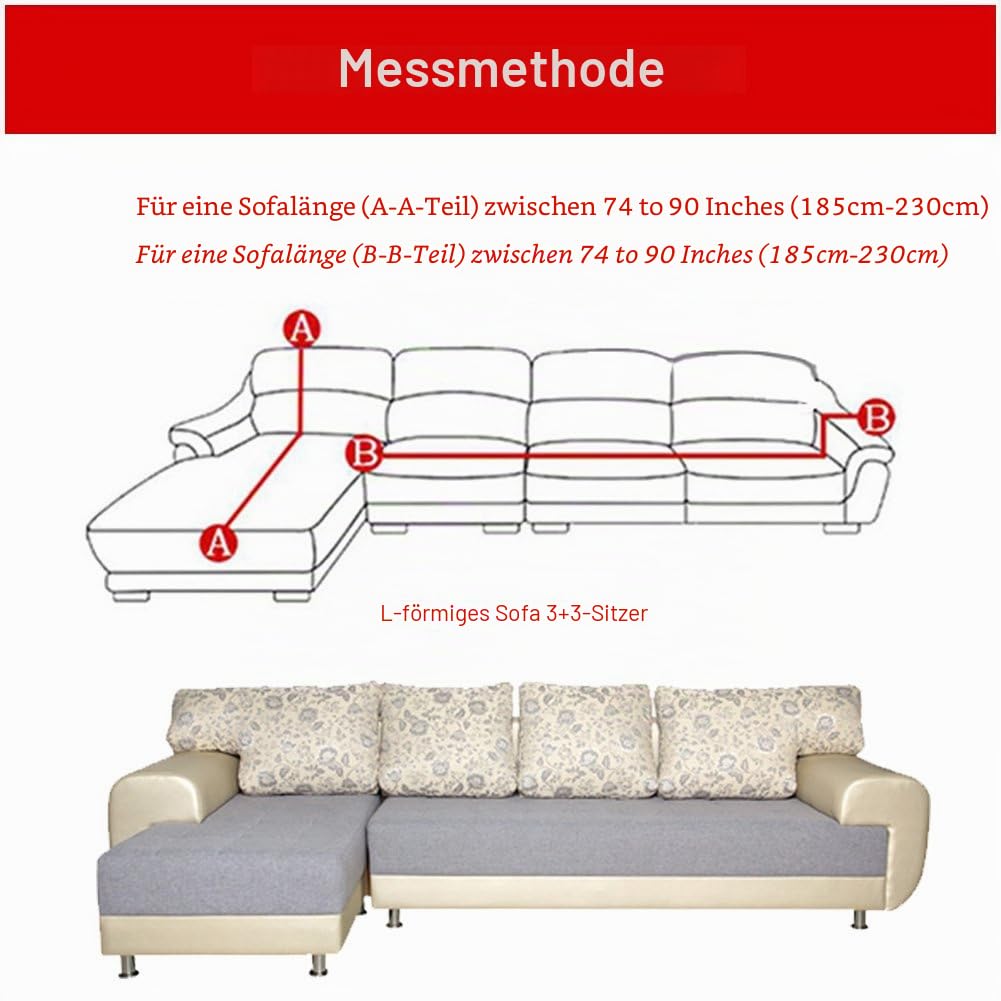 ShowyLive Sofa Überzug Couch Überzug 2er Set für Ecksofa L-Form Sofabezug 3 Sitzer+3 Sitzer, mit 2 Stück Kissenbezug, Dunkelblau