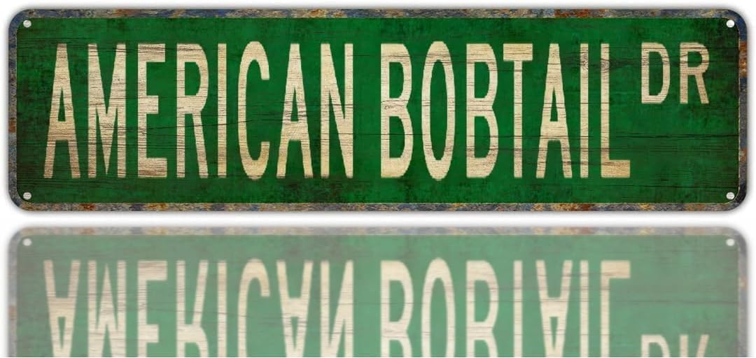 peiyeety Vintage American Bobtail Metal Tin Sign, Pet Lover Rustic Wall Decor, Cat Theme Plaque for Bar Man Cave Home Garage Bedroom Indoor Outdoor 4×16 Inch