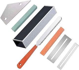 Guitar Luthier Tool Including Fret Leveling Beam Sanding Leveler Beam, Guitar Fret File, Stainless Steel Fret Rocker and Fingerboard Guards Protectors, Grinding Stones