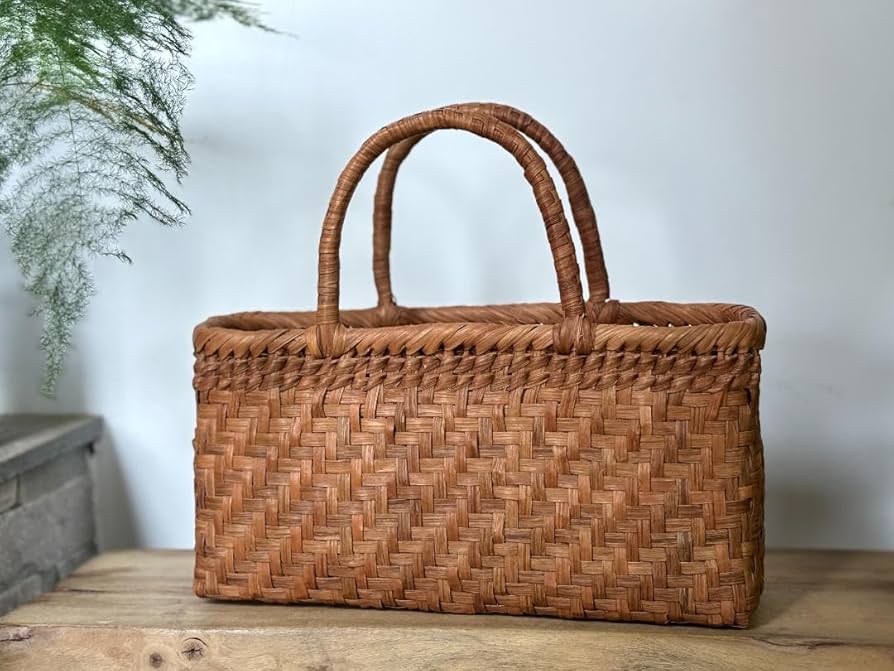 Amazon.co.jp: 山葡萄 かごバッグ 網代編み 籠 手提げ 内布あり