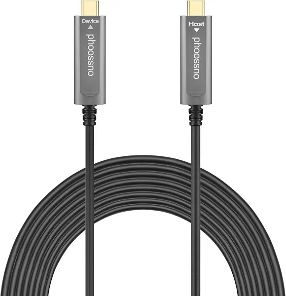 phoossno USB C to C Fiber Optical Cable USB 3.2 Type C Cable 10Gbps 50FT Compatible with Microsoft Azure Logitech Camera Aver &Vaddio & Barco ClickShare Touch Screen Kinect Intel RealSense
