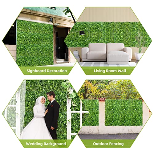 Topnew 12 Pcs Artificial Boxwood Topiary Hedge Plant Uv Protection Indoor Outdoor Privacy Fence Home Decor Backyard Garden Decoration Greenery Walls 20" X 20" #TOP5