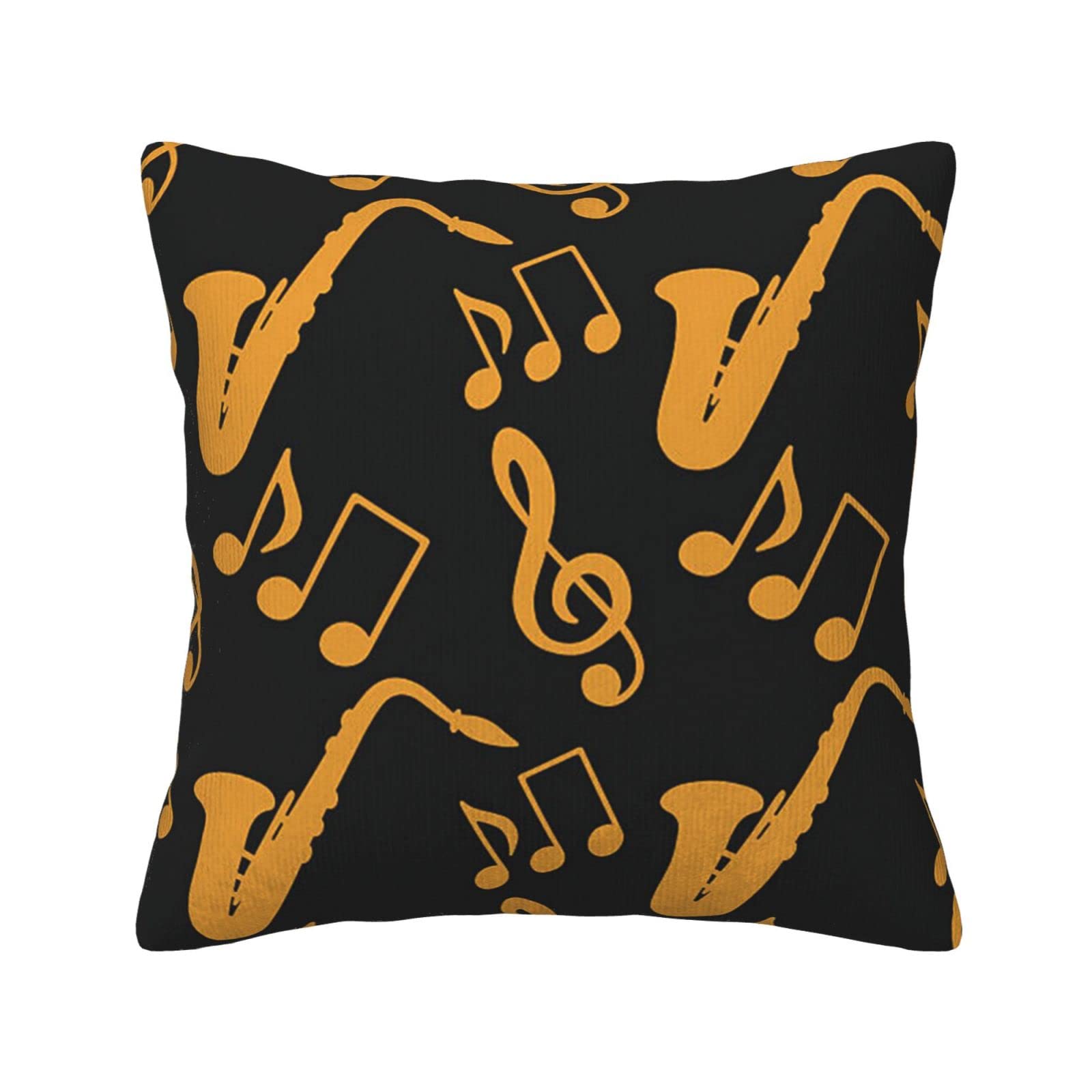 Housses de coussin carrées en velours côtelé imprimé notes de musique déco