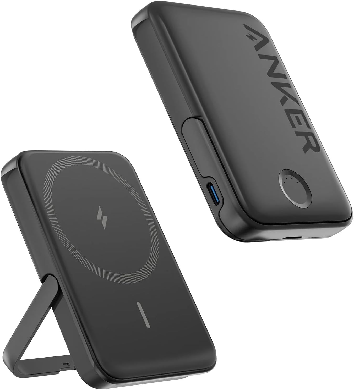Anker MagGo Magnetic Wireless Charging 5,000mAh Power Bank 2-Pack – Portable Charger with Built-in Kickstand, 7.5W Wireless Charging for iPhone 12, 13, 14, 15 & Newer, Compact & Travel-Friendly