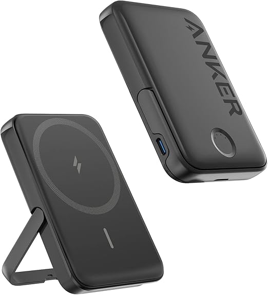 Anker MagGo Magnetic Wireless Charging 5,000mAh Power Bank 2-Pack – Portable Charger with Built-in Kickstand, 7.5W Wireless Charging for iPhone 12, 13, 14, 15 & Newer, Compact & Travel-Friendly