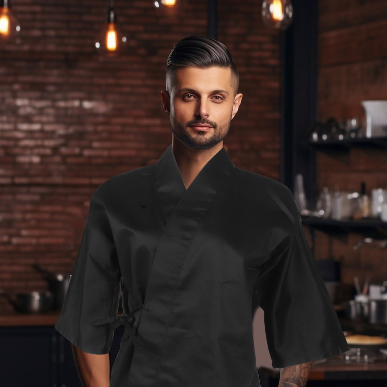LIOOBO Japanische Kochkleidung aus Stoff Sushi-kochjacke für Damen und Herren Traditionelles Kochoutfit Schmutzabweisend und Atmungsaktiv Unisex-kochbekleidung für Restaurants