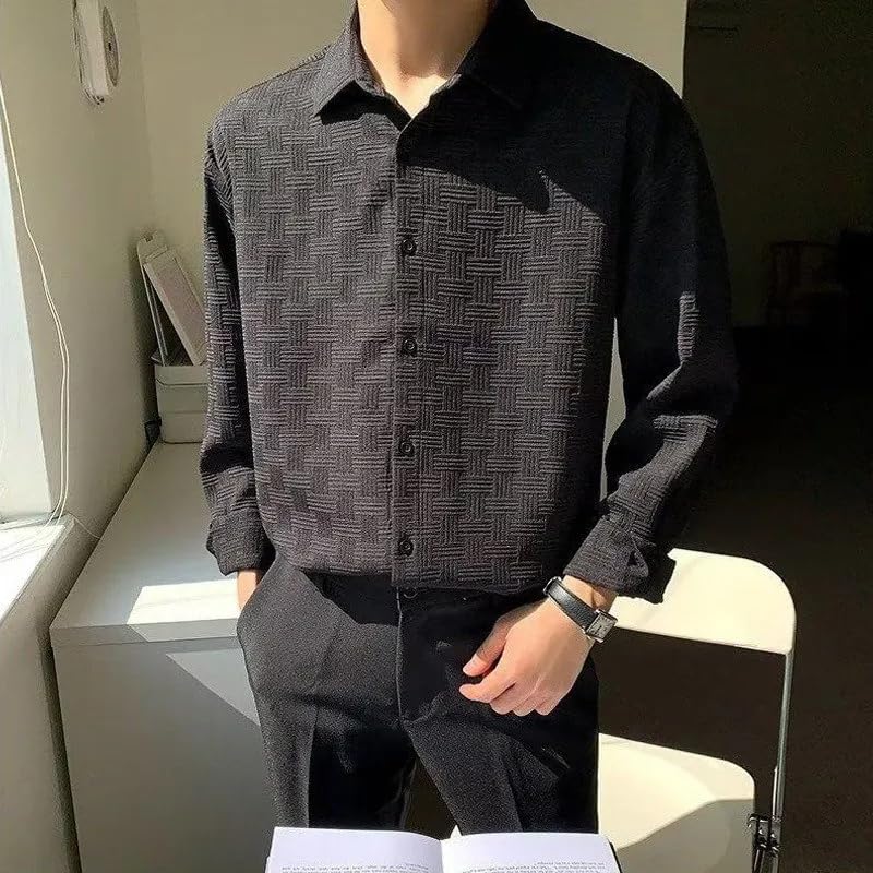 Image of DHRUVI TRENDZ Shirt for Men | Mens Casual Shirt | Men Stylish Shirt | Men Textured Shirt | Men's Regular Fit | Men Formal Shirt | Men's Solid Slim Fit