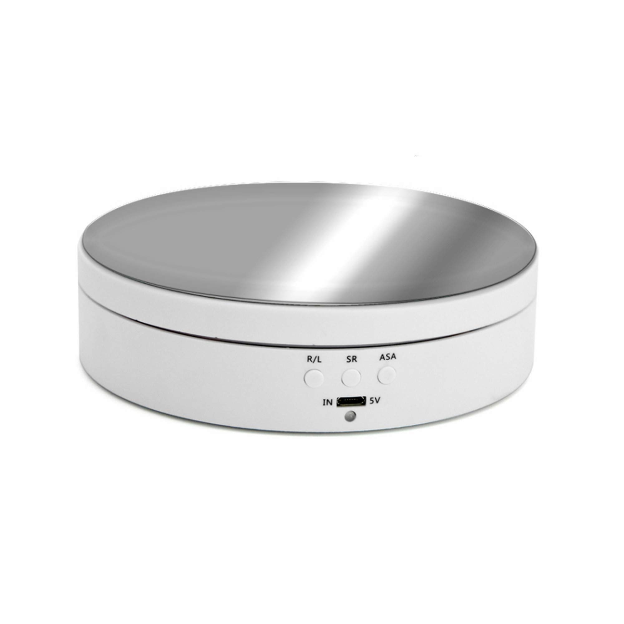 DelieKee ディスプレイスタンド ターンテーブル バッテリー/USB ダブル使用 電動回転 ジュエリーケーキウォッチ用 3D硬化樹脂プリント スピナーシェルフ (ホワイトミラー)