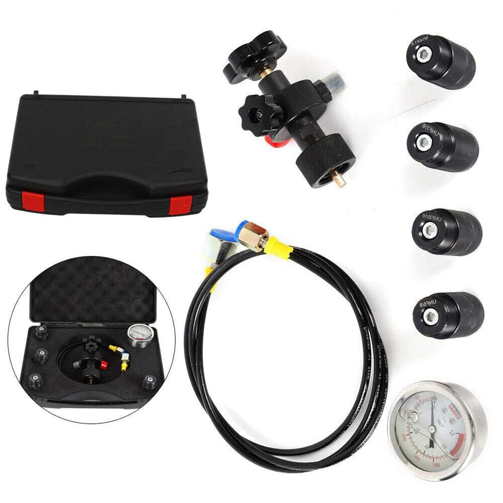 Kit Completo de Carga y Prueba de Nitrógeno para Acumuladores Hidráulicos, 3500 PSI / 250 Bar, Profesional con 4 Adaptadores Incluidos