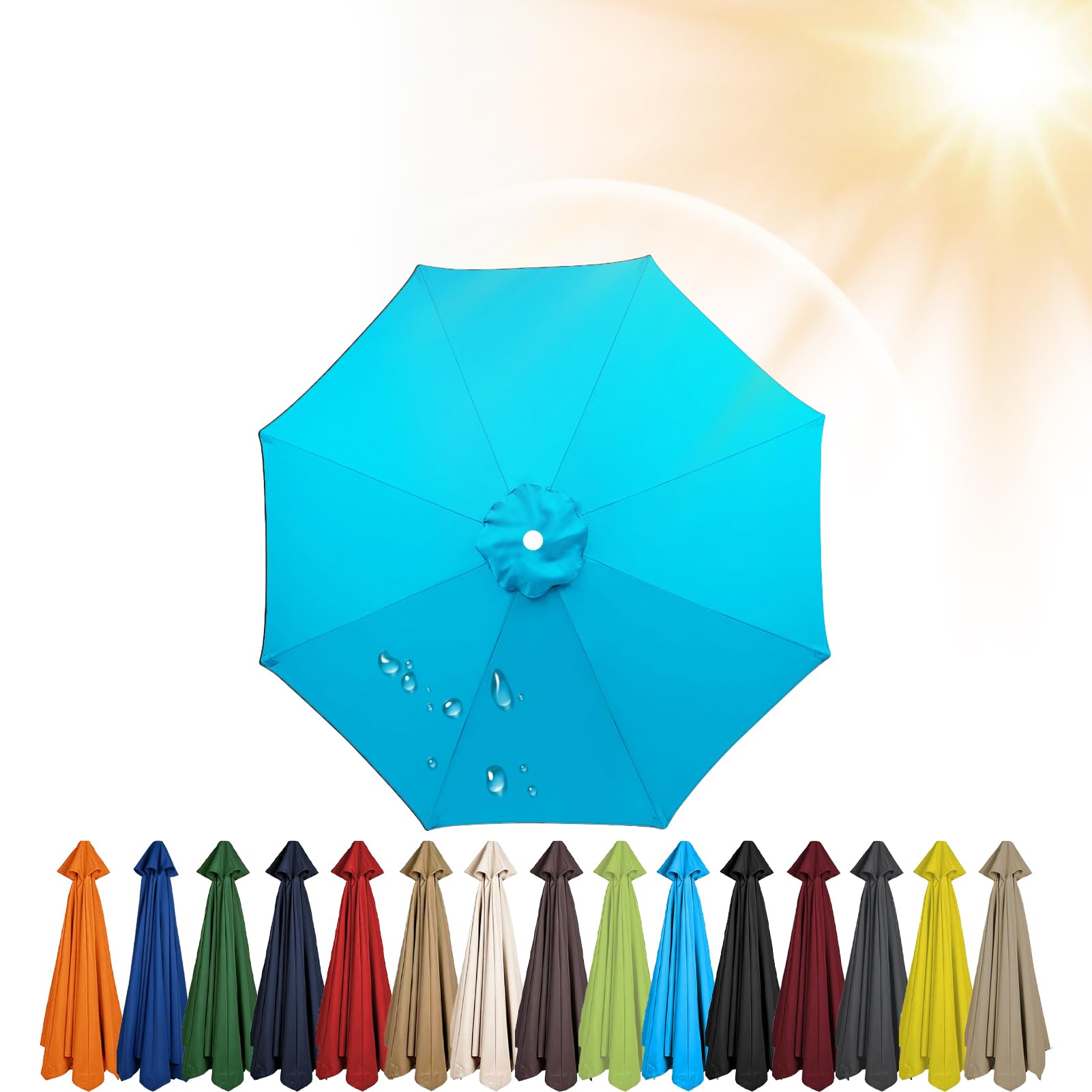 3.5m/3.0m/2.8m/2.7m/2.5m/2.3m/2m Umbrella Replacement Parasol Canopy, 6/8 Ribs Sun Umbrella Replacement Cloth For Patio/Beach/Backyard Parasol Fabric Canopy Cover (Blue,8ribs-350cm) โ image 1